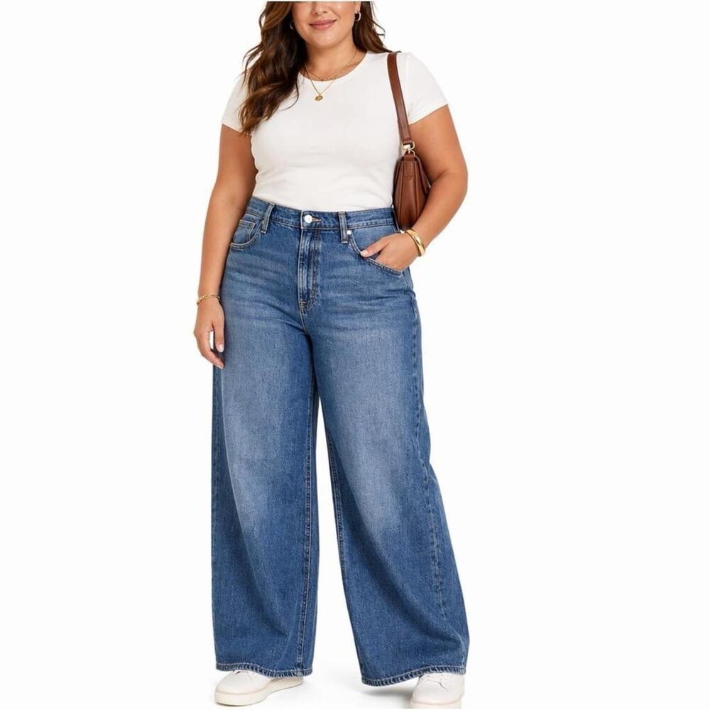 Gap Denim‎ Jeans Womens Size 18 Plus Size 40x30.5 Wide-Leg Baggy Blue Grunge